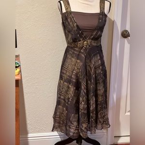 !!!!ADOLFO DOMINGEZ BROWN PRiNTED DRESS